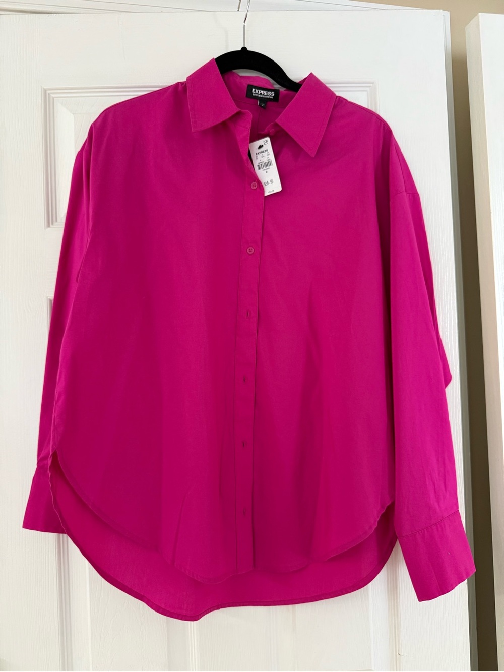Express Bright Fuchsia Button-Down Shirt